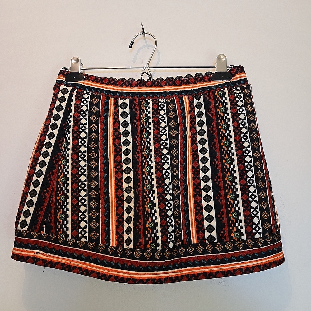 Xhilaration Black and White Embellished A-line Mini Skirt